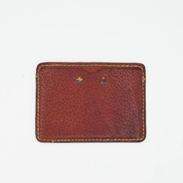 Grained Pig Leather Burgundy Card Case By HENRY BEGUELIN / Italy