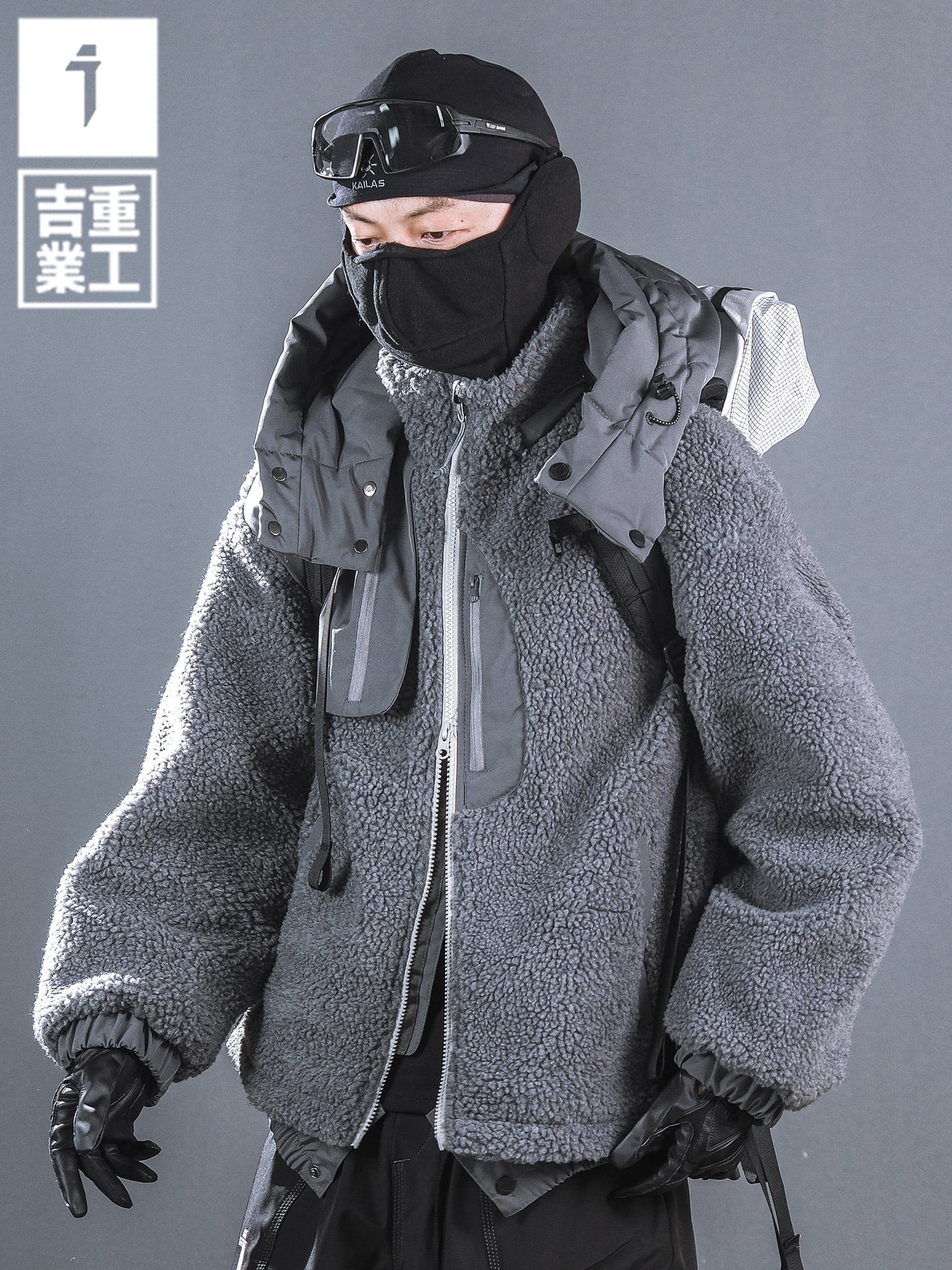 JIYEIND ボアフリース パッチワークフード付きジャケット | テック