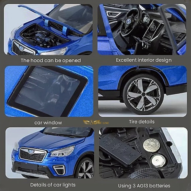 SABARU フォレスター FORESTER 1/32 ミニカー 全3色 ライト点灯 エンジンサウンド 合金モデル 模型