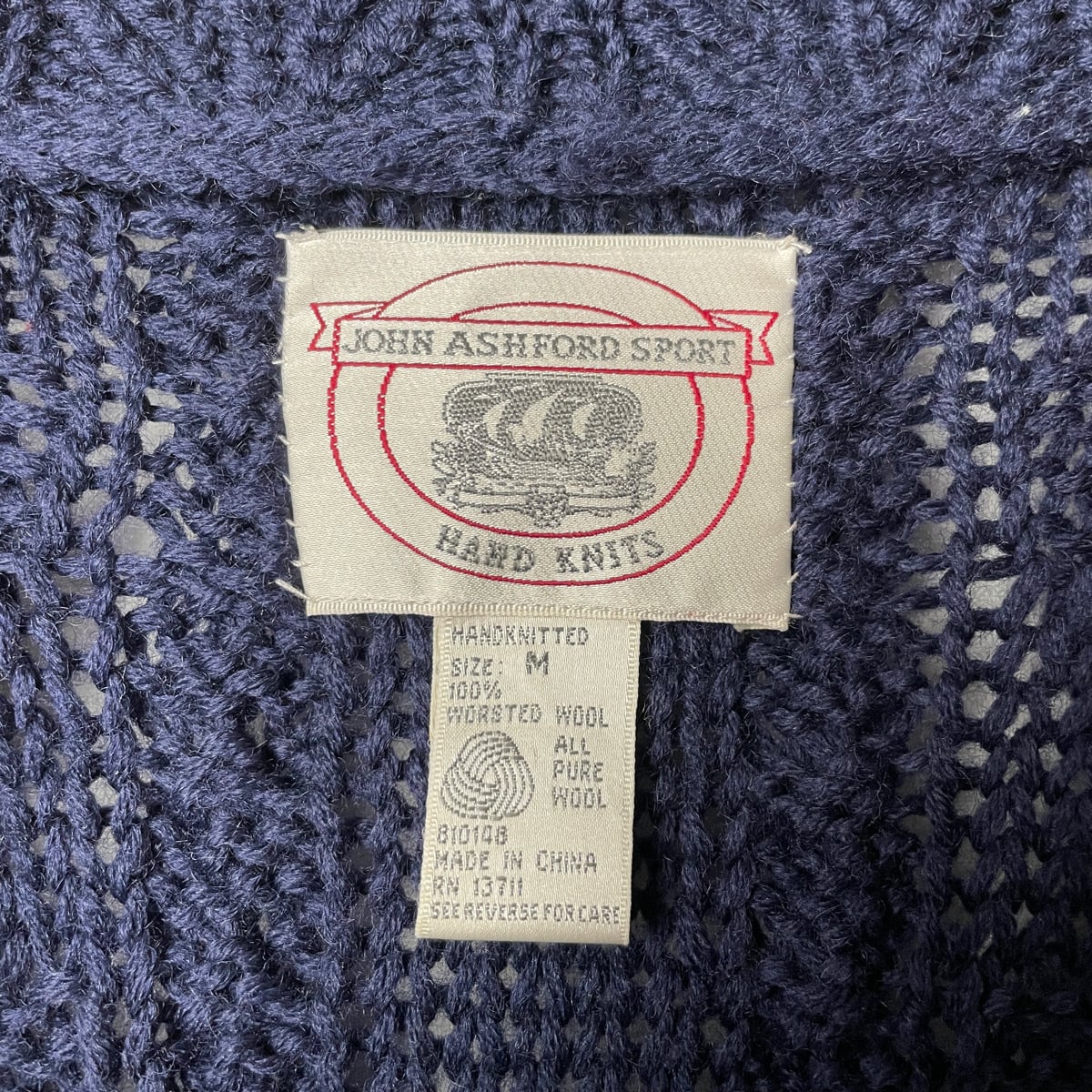 90年代 JOHN ASHFORD SPORT アーガイル柄 HAND KNIT ハンドニット ウールニットセーター メンズXL ヴィンテージ /eaa356785