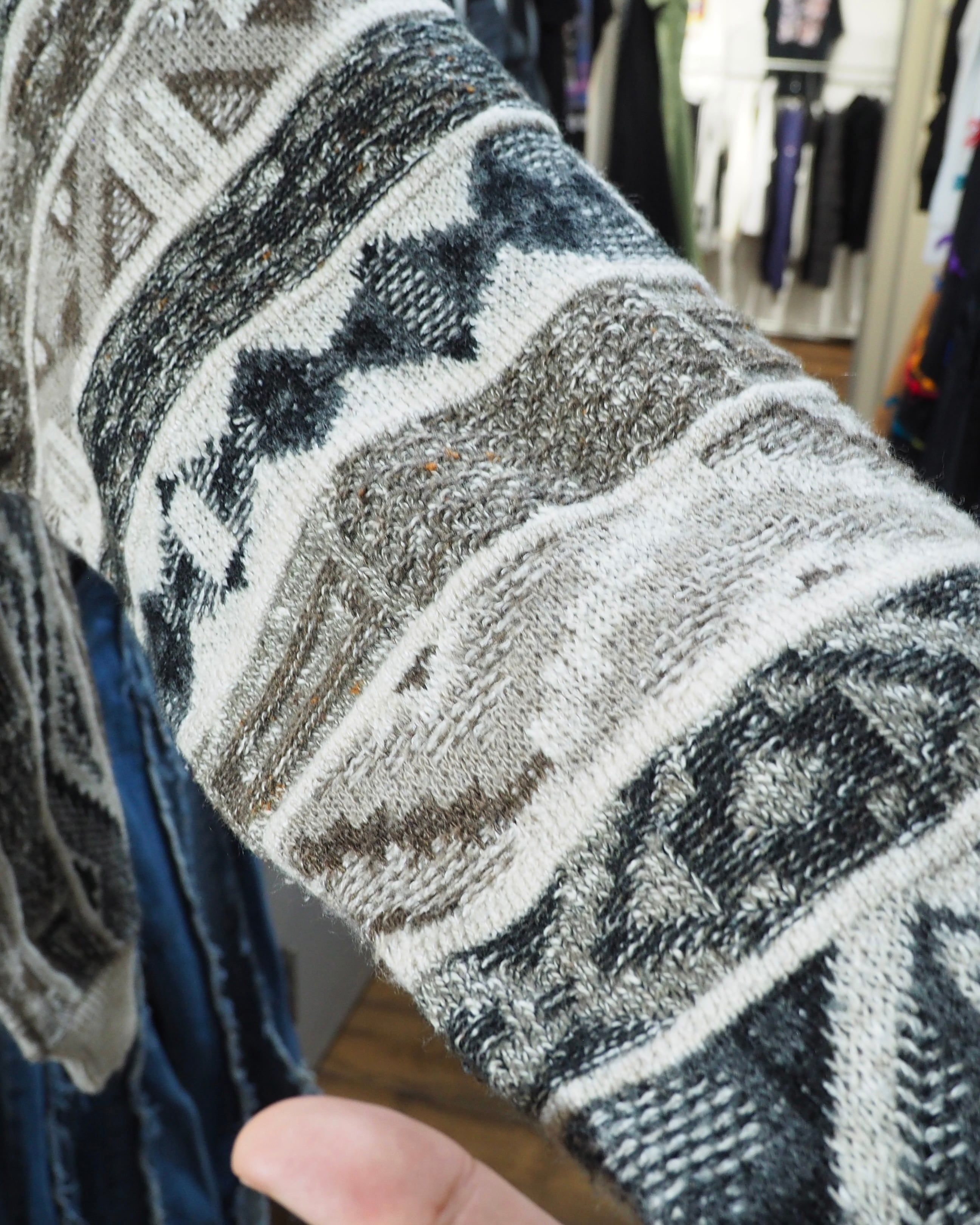 1990s " Made in Italy " Multi Color Geometric pattern vintage loose knit