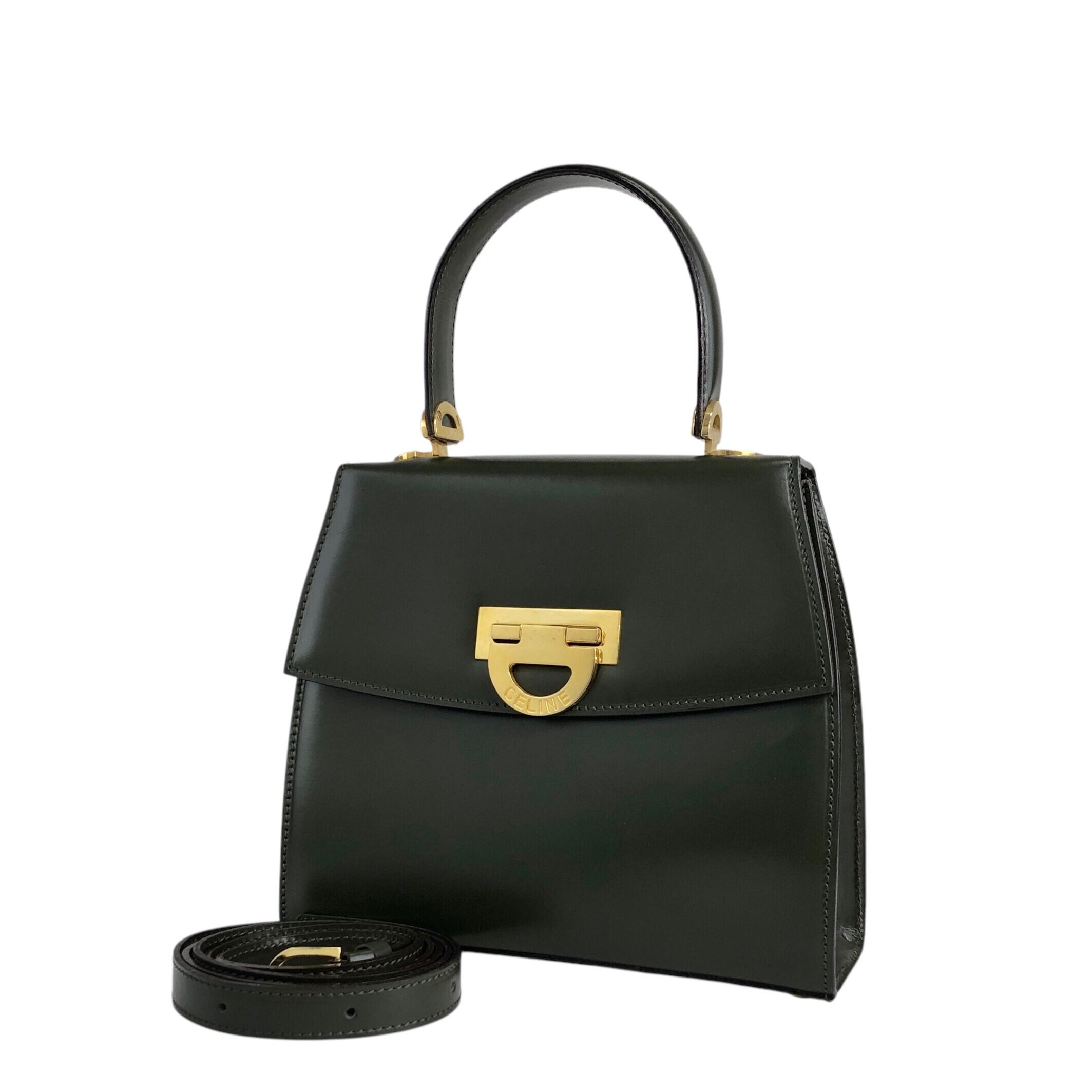 CELINE セリーヌ ショルダーバッグ カーキ ホースビット レザー 2way