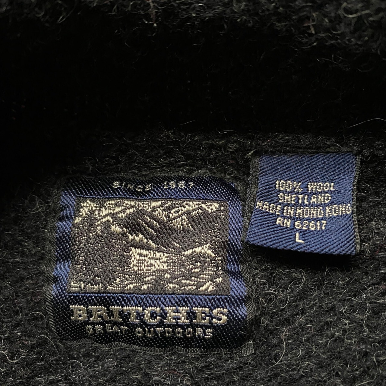 BRITCHES 総柄 ウールニットセーター ロールネック メンズL 古着 