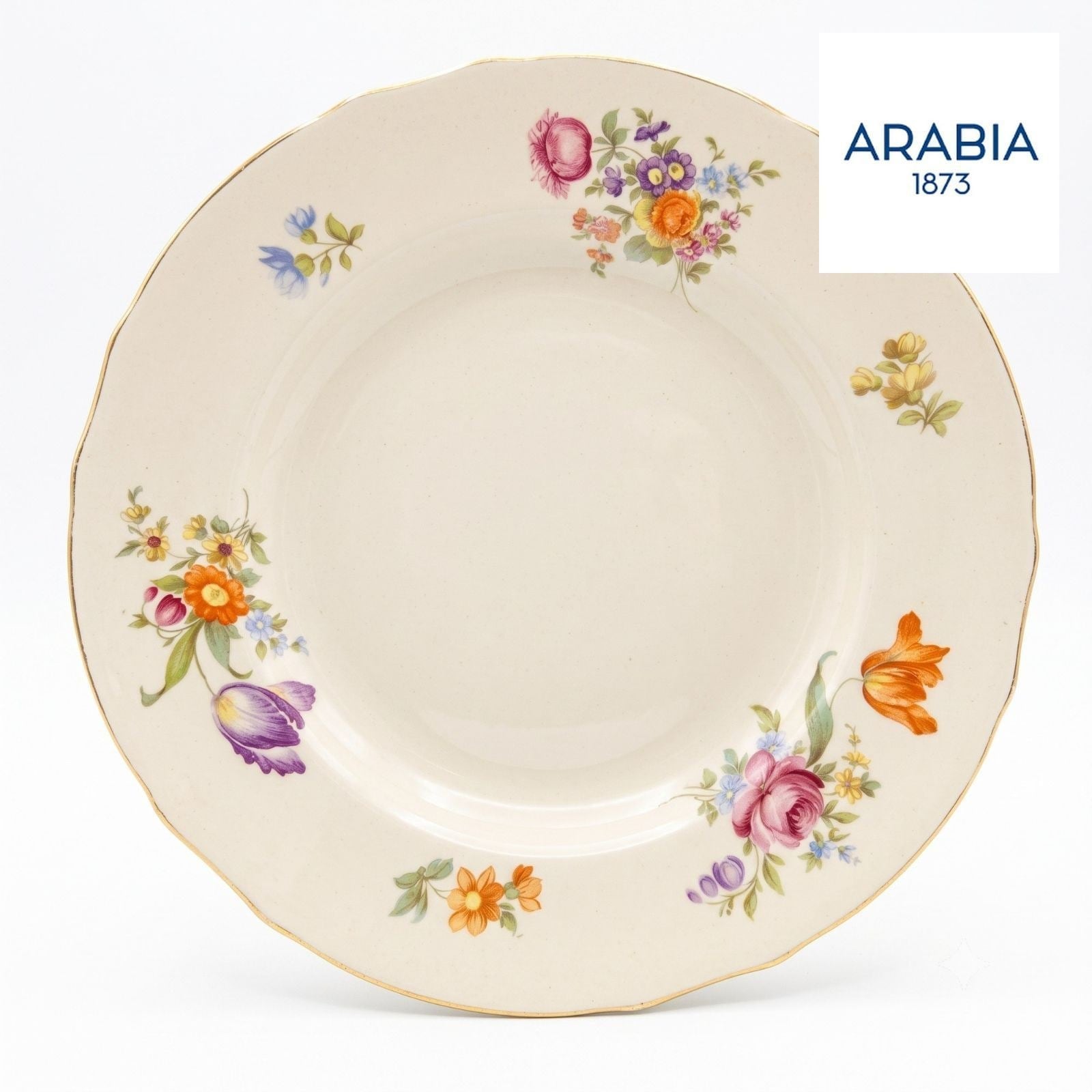 ARABIA Kesäkukka ヴィンテージ プレート 約23.5cm 花柄 ARABIA Kesäkukka ヴィンテージ プレート 約23.5cm 花柄 金彩 | ルモ