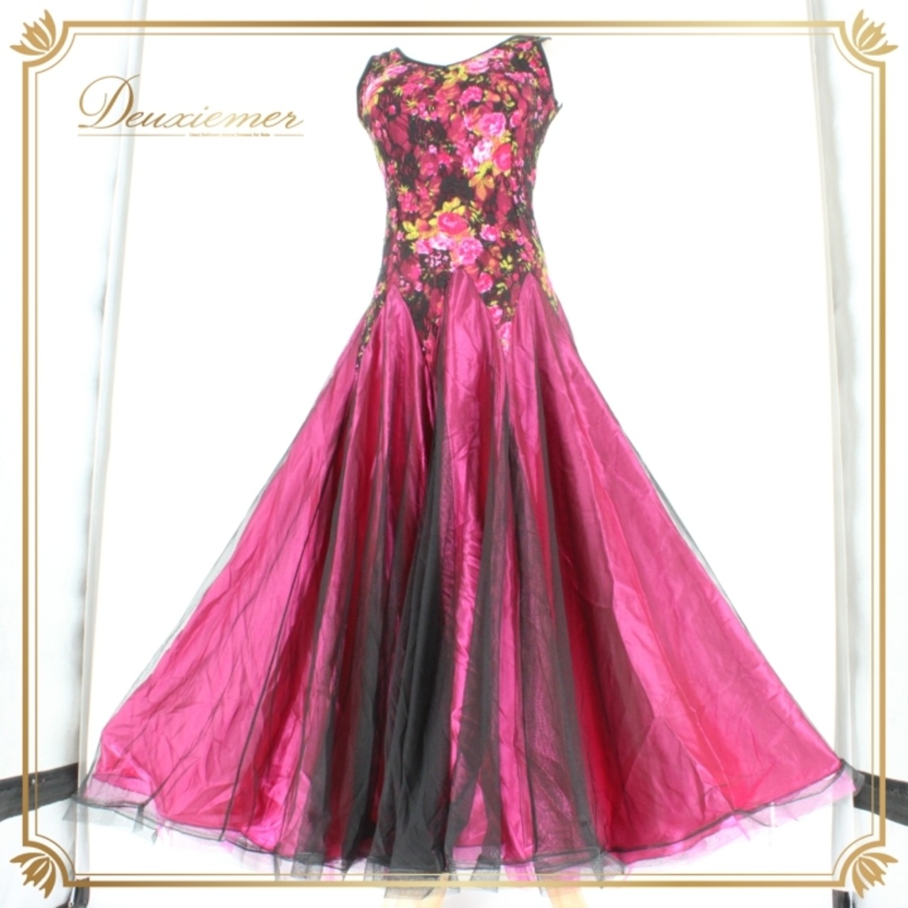 社交ダンス 衣装 スタンダード ドレス ワンピース パーティドレス ブラック系 パープル系 黒 紫 花柄 レース シック 緑 グリーン系 フォーマル おしゃれ かわいい 女性用 ダンス用 コスチューム 二重スカート 着痩せ 大人サイズ パーティー用 イベント 衣装試着 発表会 パレード 丸首デザイン 感謝祭 七五三 お祝い 芸能人着用 期間限定 特別セール