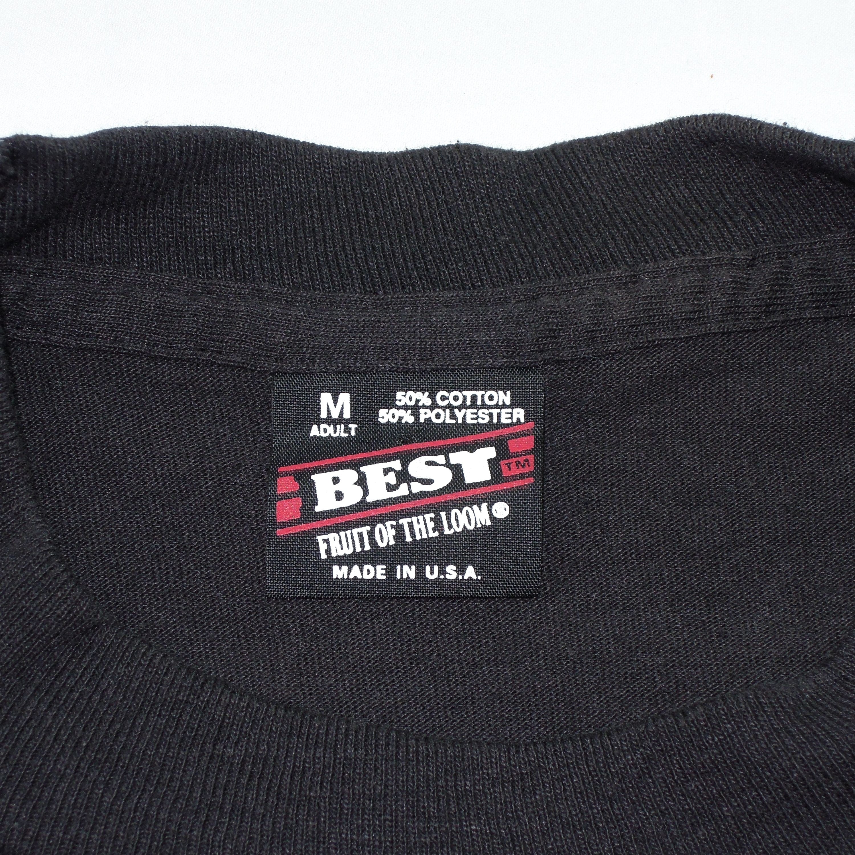 90's USA製フルーツオブザルーム黒タグ　 broken  t-shirt