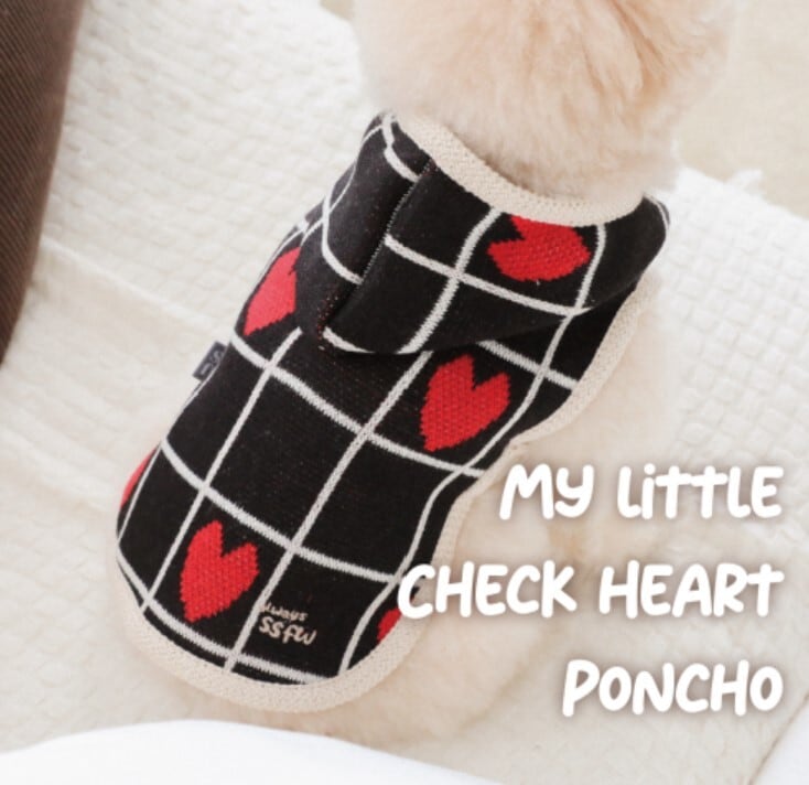 S.SM/即納【SSFW】My little Check Heart Poncho《Black》