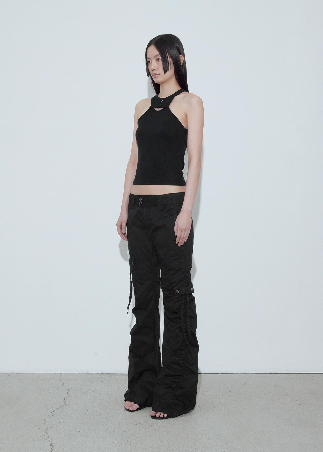 BOHEMIAN SEOUL] WASHED SHIRRING CARGO PANTS, BLACK 正規品 韓国