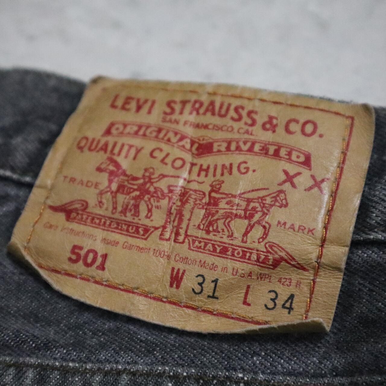 34×30 米国製 Levi’s501ブラックデニム 先染め リーバイス