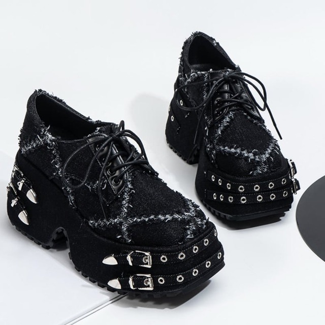 buckle decoration eyelet decoration platform sneakers la2977