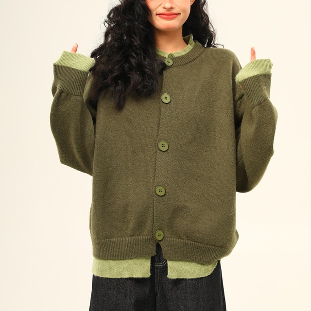 layered color knit cardigan　レイヤードカラーニットカーディガン　J1529