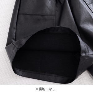 ショートパンツ PUレザー レディース 春秋 韓国 おしゃれ きれいめ ストリート カジュアル 大人 ウエストゴム ブラック 黒 レザーパンツ 大人可愛い 大人女子 [LW-CBP003]
