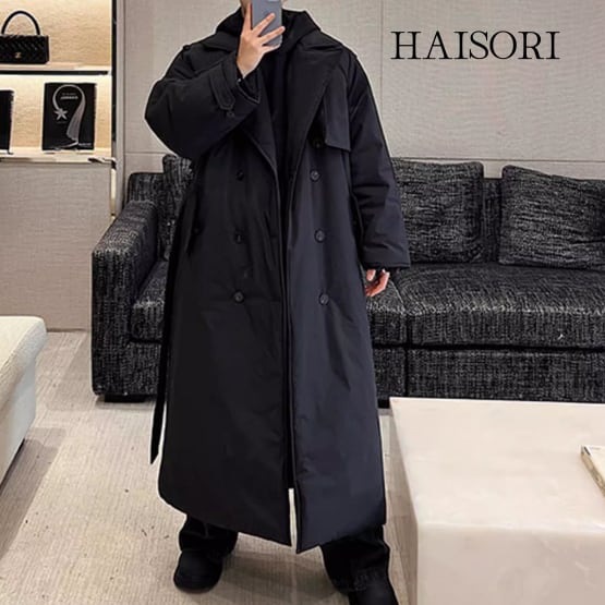(NEW) Double-Breasted Maxi Length Coat with Belt