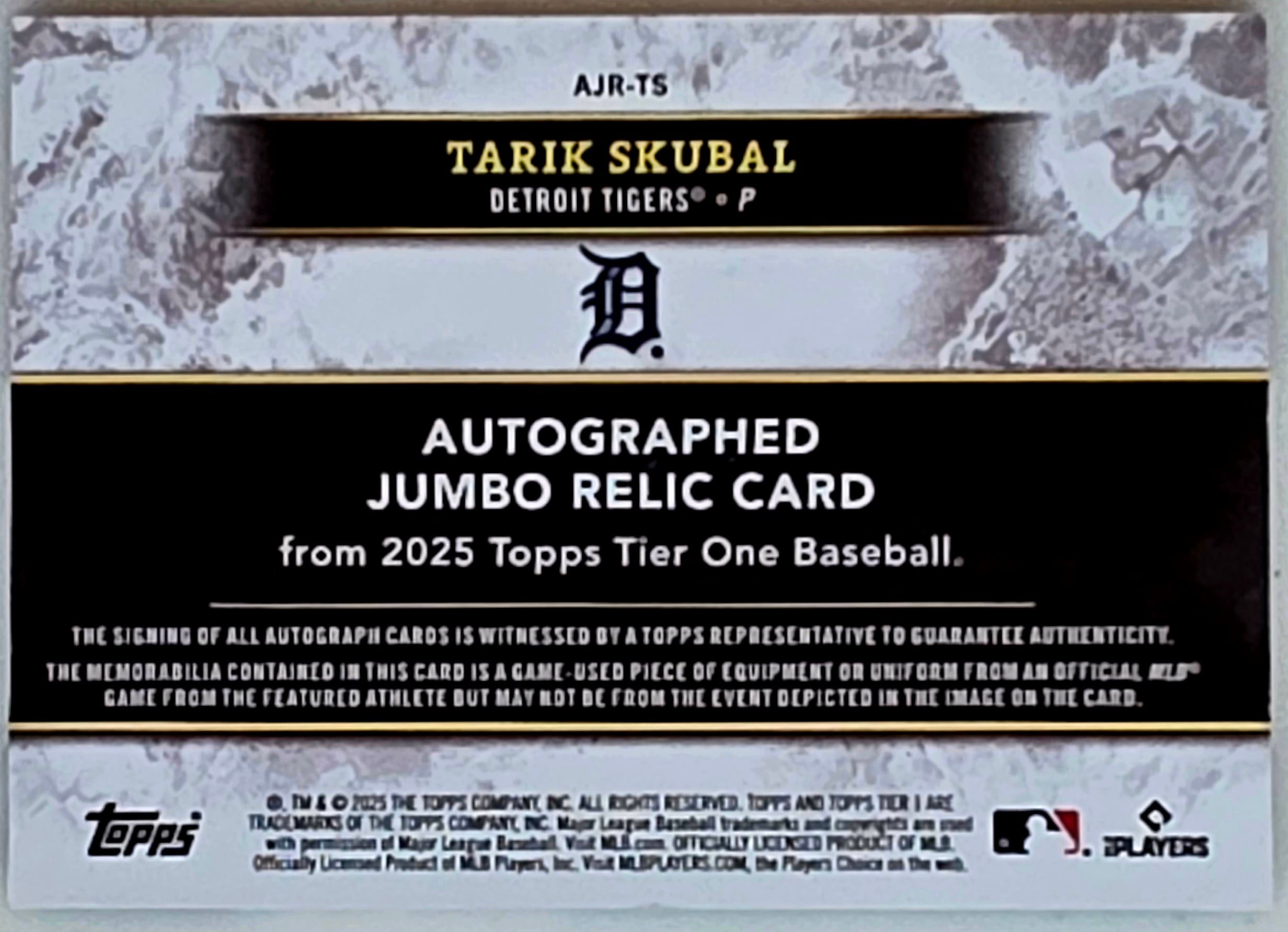 Tarik Skubal | 2025 Topps Tier One Baseball | Detroit Tigers
