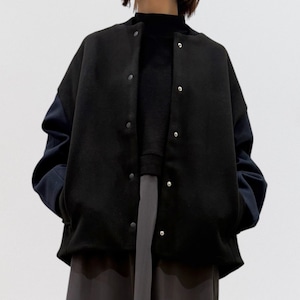KELEN 【FLIN】WOOL BLEND COCOON SILHOUETTE STADIUM JUMPER