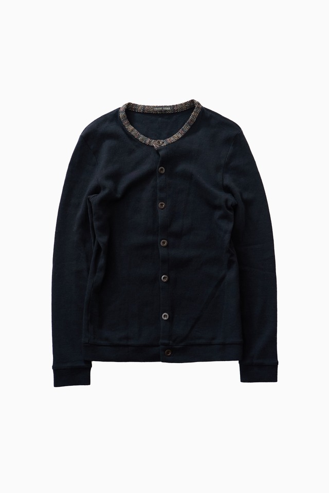 FRANK LEDER HERRINGBONE COLLAR BLACK CARDIGAN