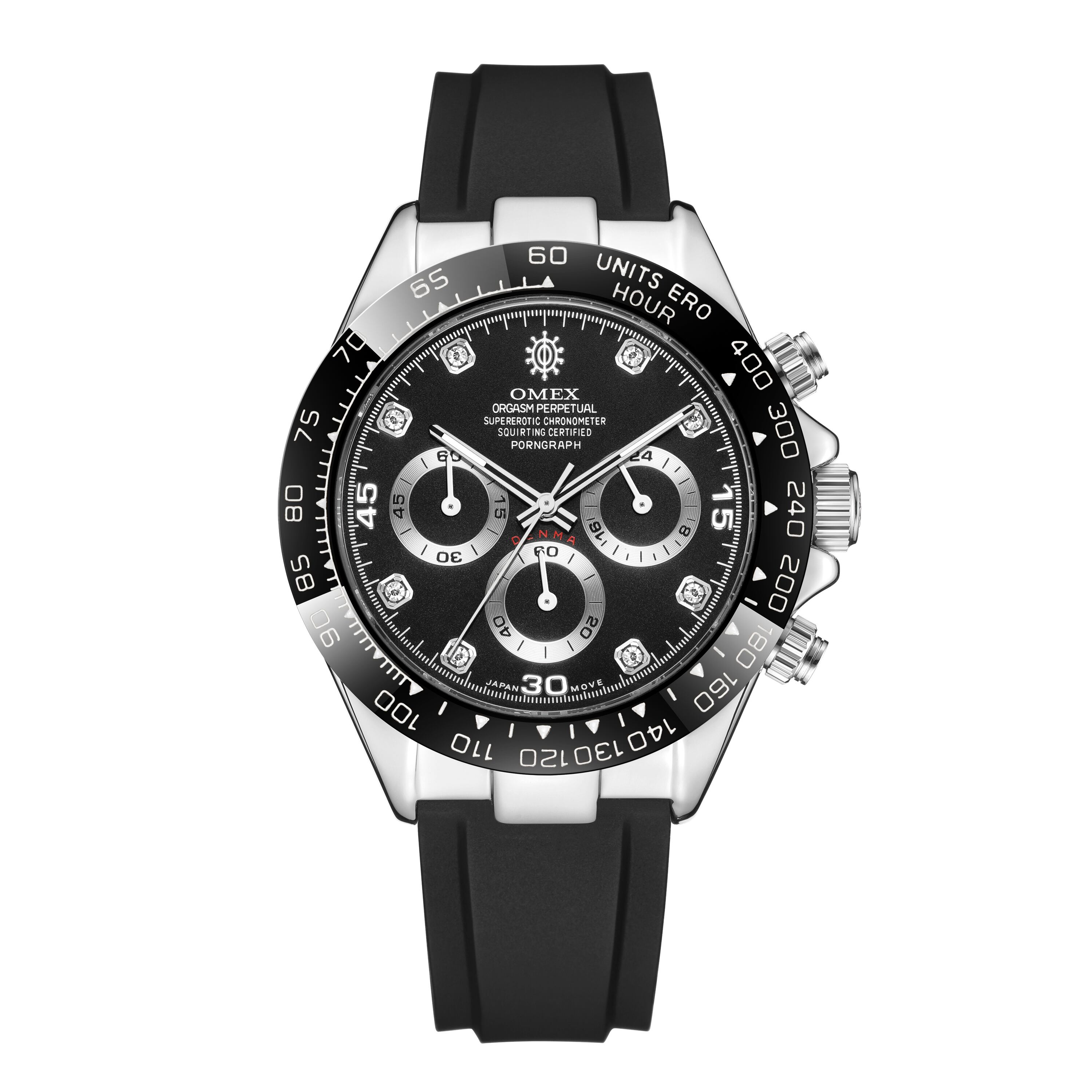 【OMEX】CHRONOGRAPH WATCH LOVEHO-DENMA SILVER メンズ 男性用 日本製ムーブメント 腕時計