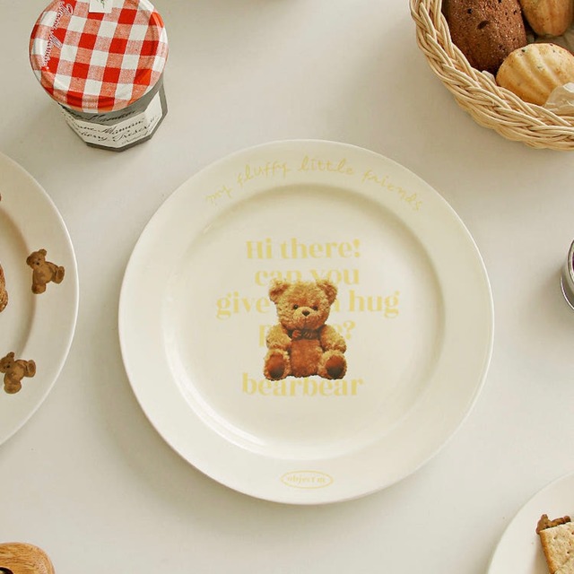 vintage retro hug bear plate 2size / ヴィンテージレトロ ハグ ベア プレート 皿 ホームカフェ 韓国雑貨