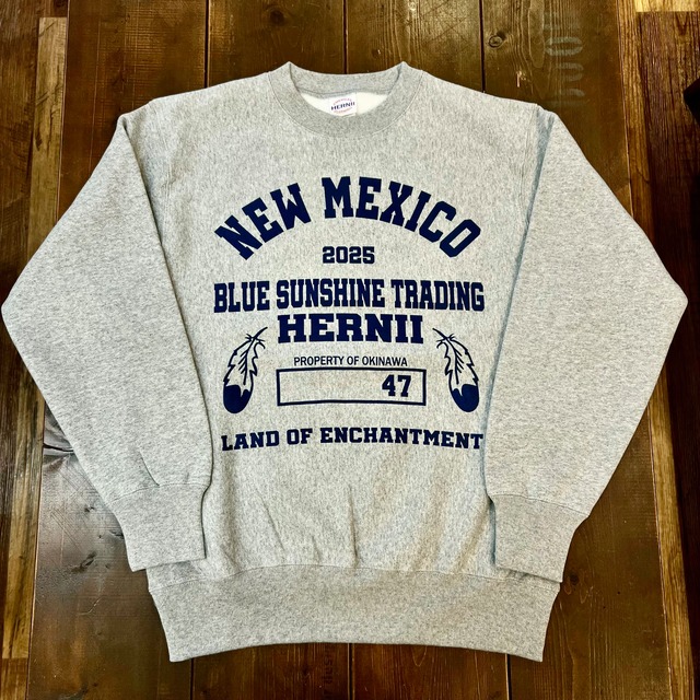 【HERNI × BlueSunshineTrading】  12oz ヘヴィーウェイト クルーネック スウェット　（mixed gray）