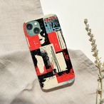 受注生産 iPhoneケース 赤黒白の縦長紙片コラージュ｜ZINEコラージュ ZINE004C