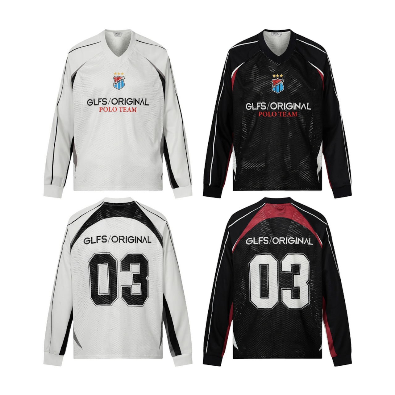 ストリート GLFS Vネックメッシュ スポーツロングTシャツ T1808