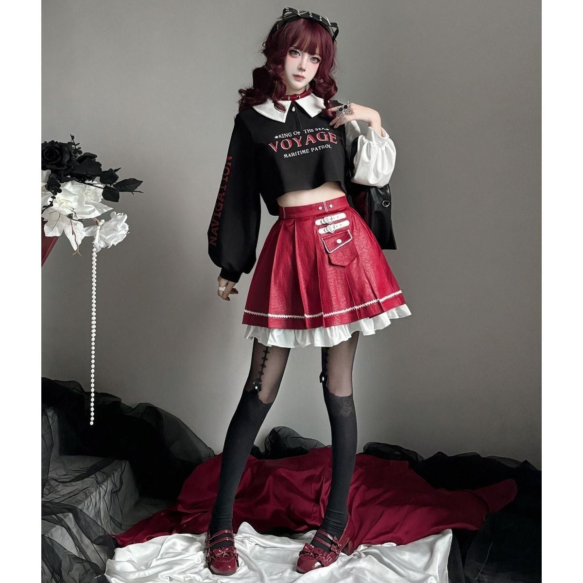 深紅航路のノワールプリーツセットアップ：スカート | Maiden's Rêve