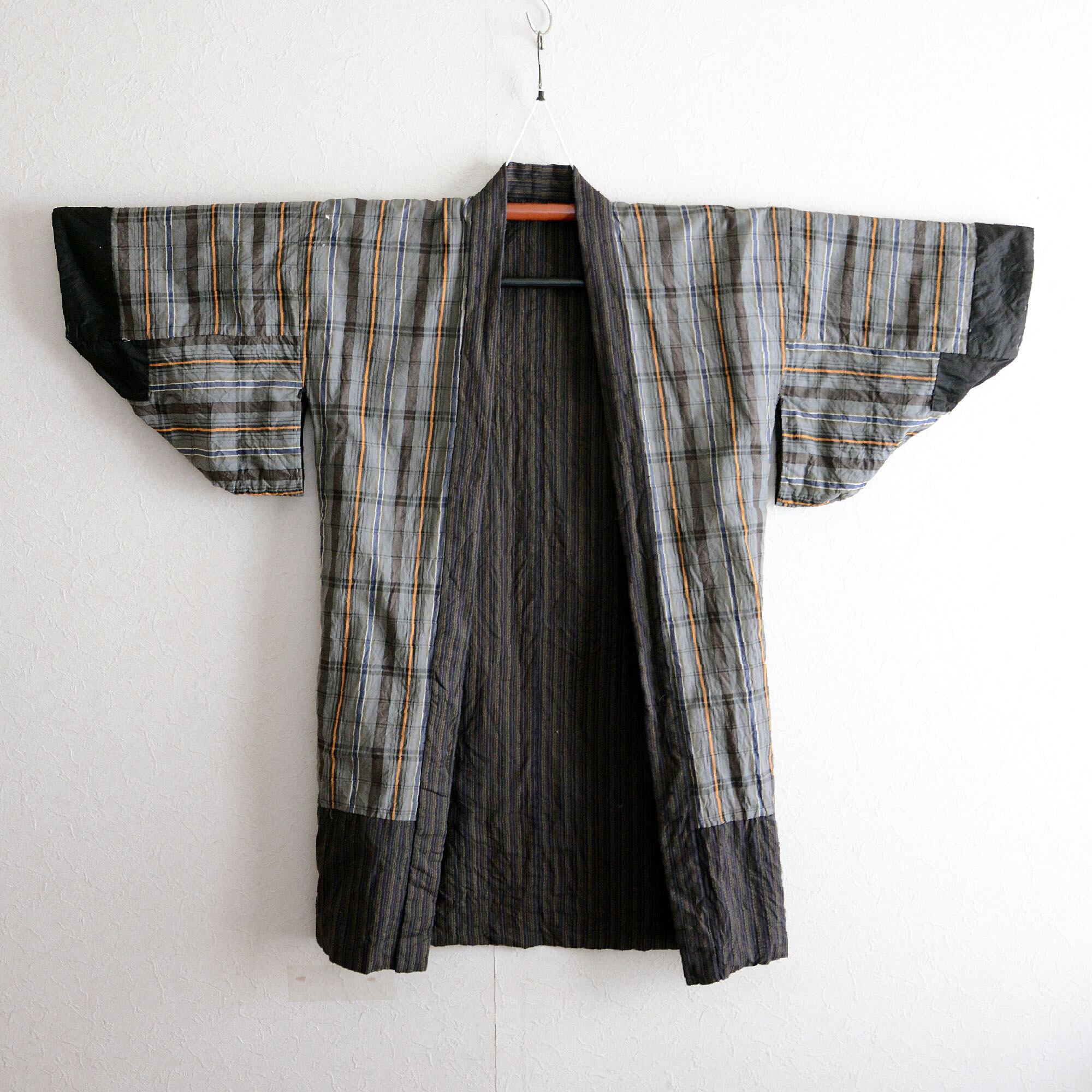 襤褸 野良着 古着 唸っ 藍染 木綿 着物古布格子模様ジャパン