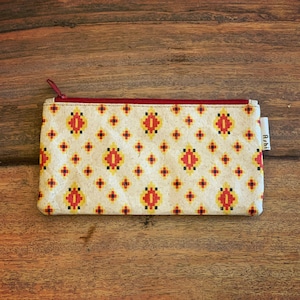 Ashi｜亜紙 Flat Pouch M＊Cambodia Traditional Design (Red) 紙ポーチ 伝統 カンボジア