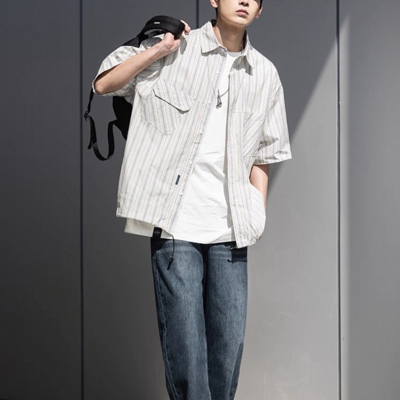 Multi stripe double pocket shirt 1348 - 13