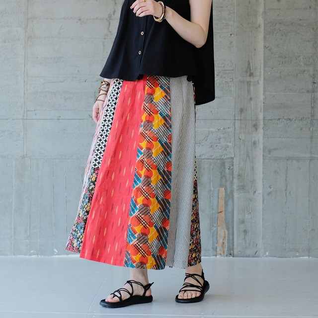 装いに彩りを♪ラップパッチワークスカート（22s-23）パターンB ver2