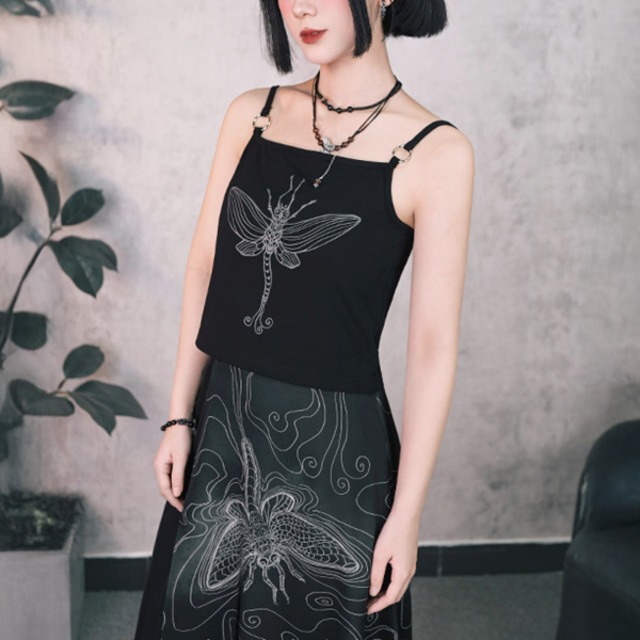 ドラゴンフライプリント リングストラップキャミソール（ruf_02992）