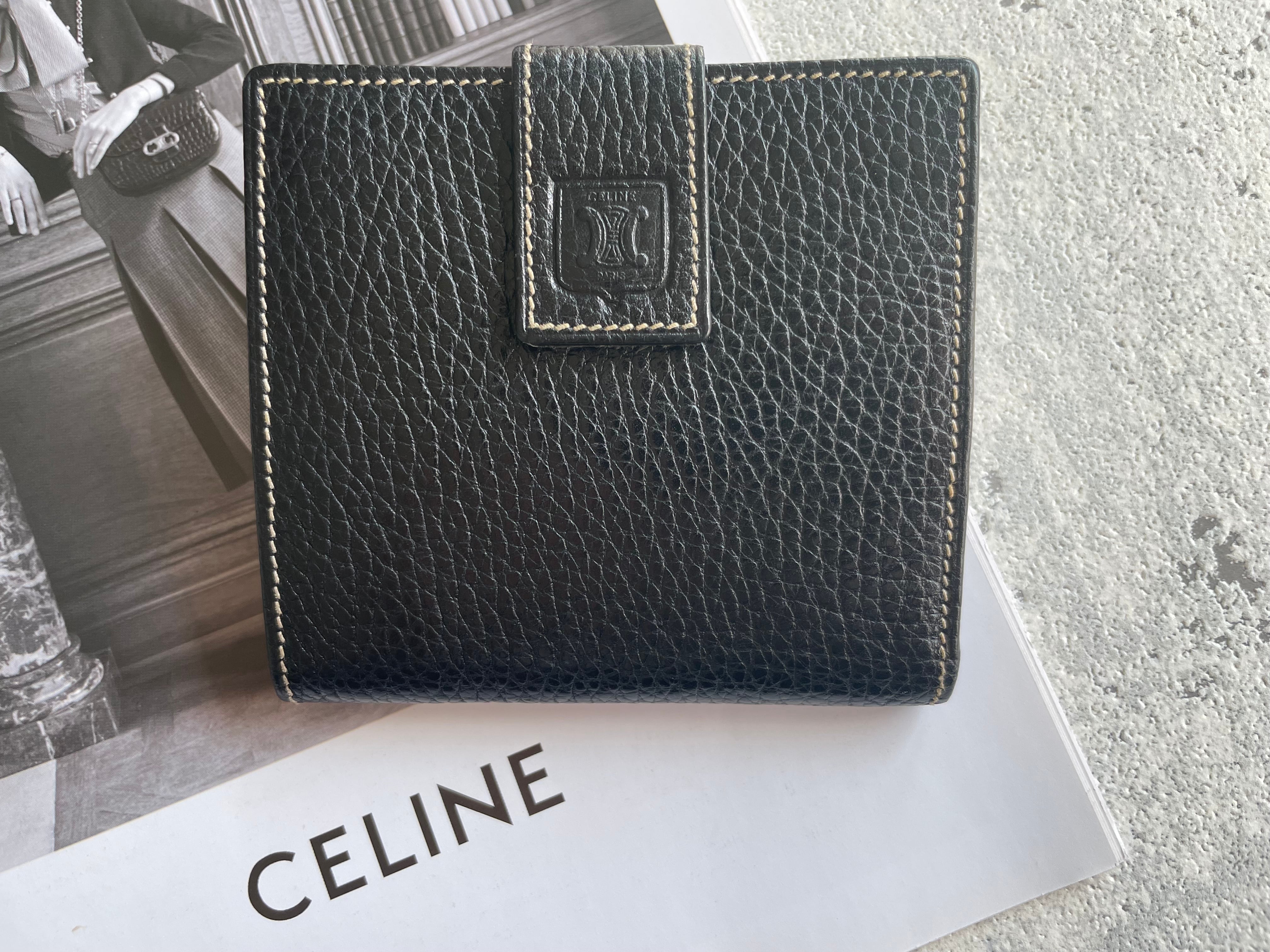 CELINE ブラゾン型押し レザー折財布 ブラック celine セリーヌ wallet | Petit luxe Vintage powered  by BASE