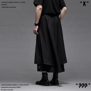 RFDRFD レイヤードワイドレッグクロップドパンツ