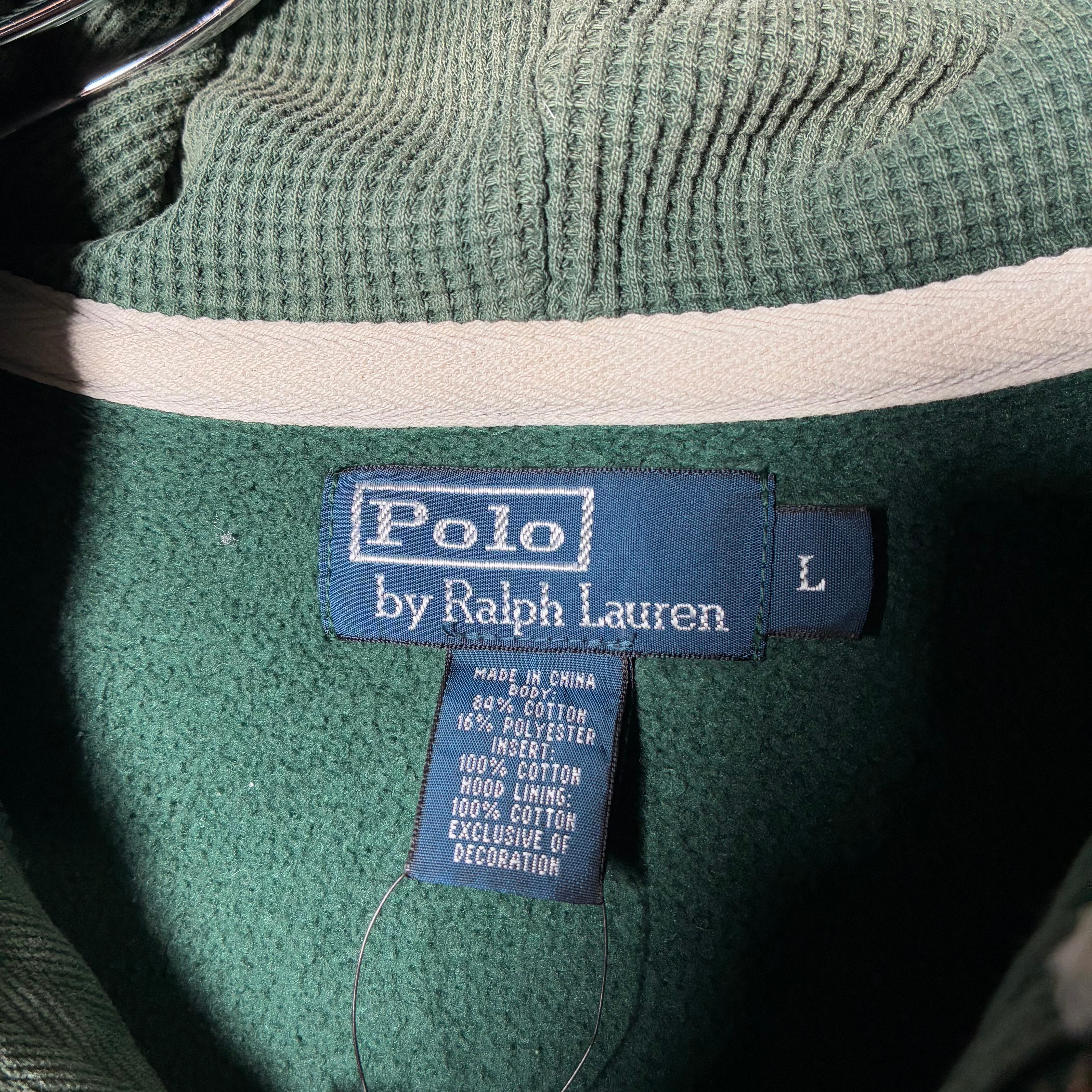 90s POLO RALPH LAUREN ジップパーカー 極上フェード 緑 フード裏