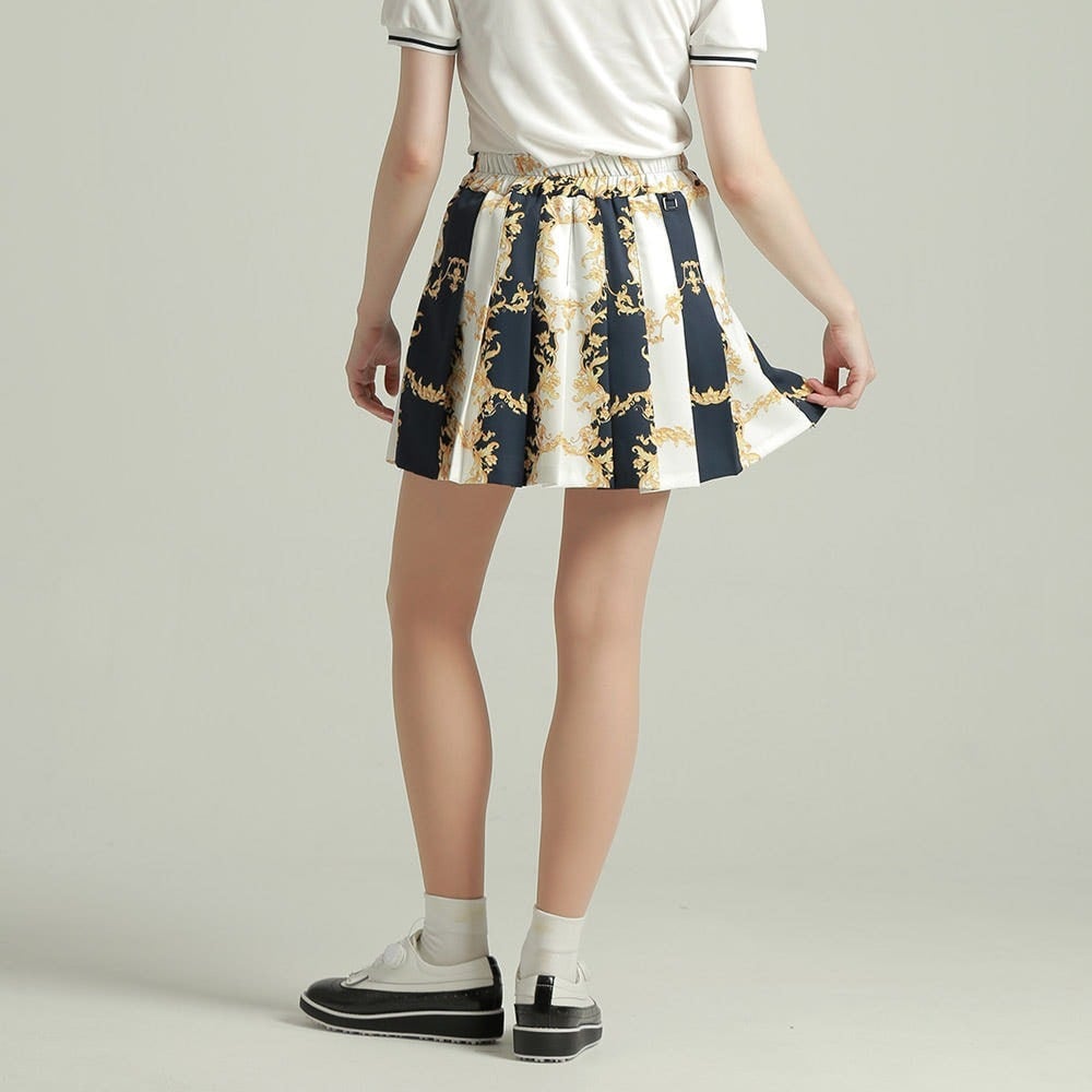 セール】バロックプリントスカーフ付きSET UP (ポロシャツ/プリーツ