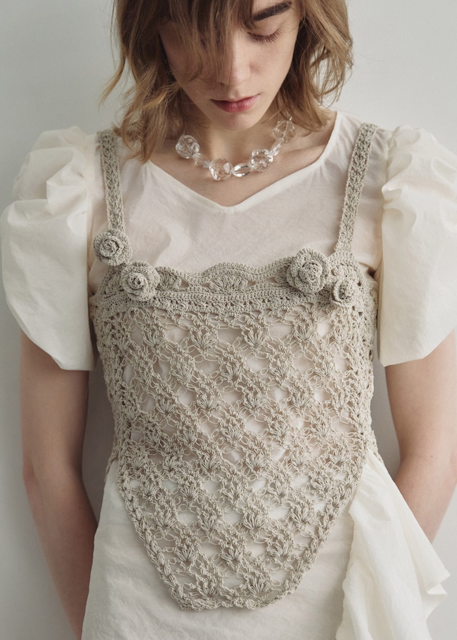 Solomon's knot crochet bustier / C/♯beige