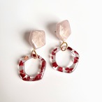 ドライフラワーとパールカラーの大ぶりリングピアス／イヤリング｜レッド｜サムネイル3