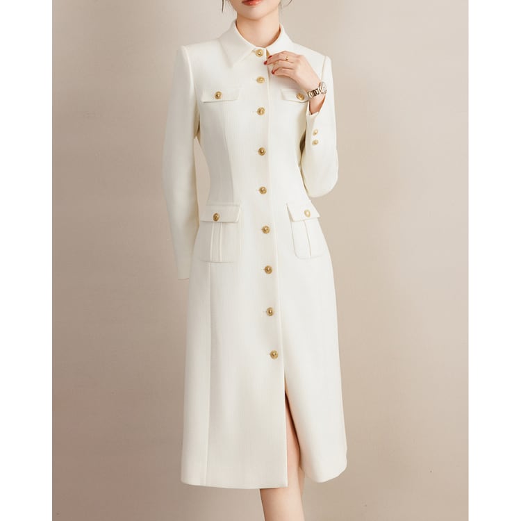 ボタンフロント ミモレ ワンピース ◆2col YH9767