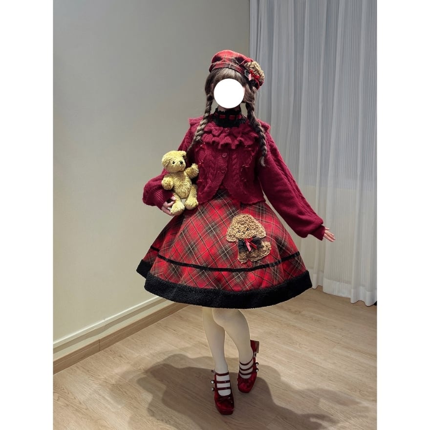 ガーリーファッション フリル リボン ニット セーター ロリィタ