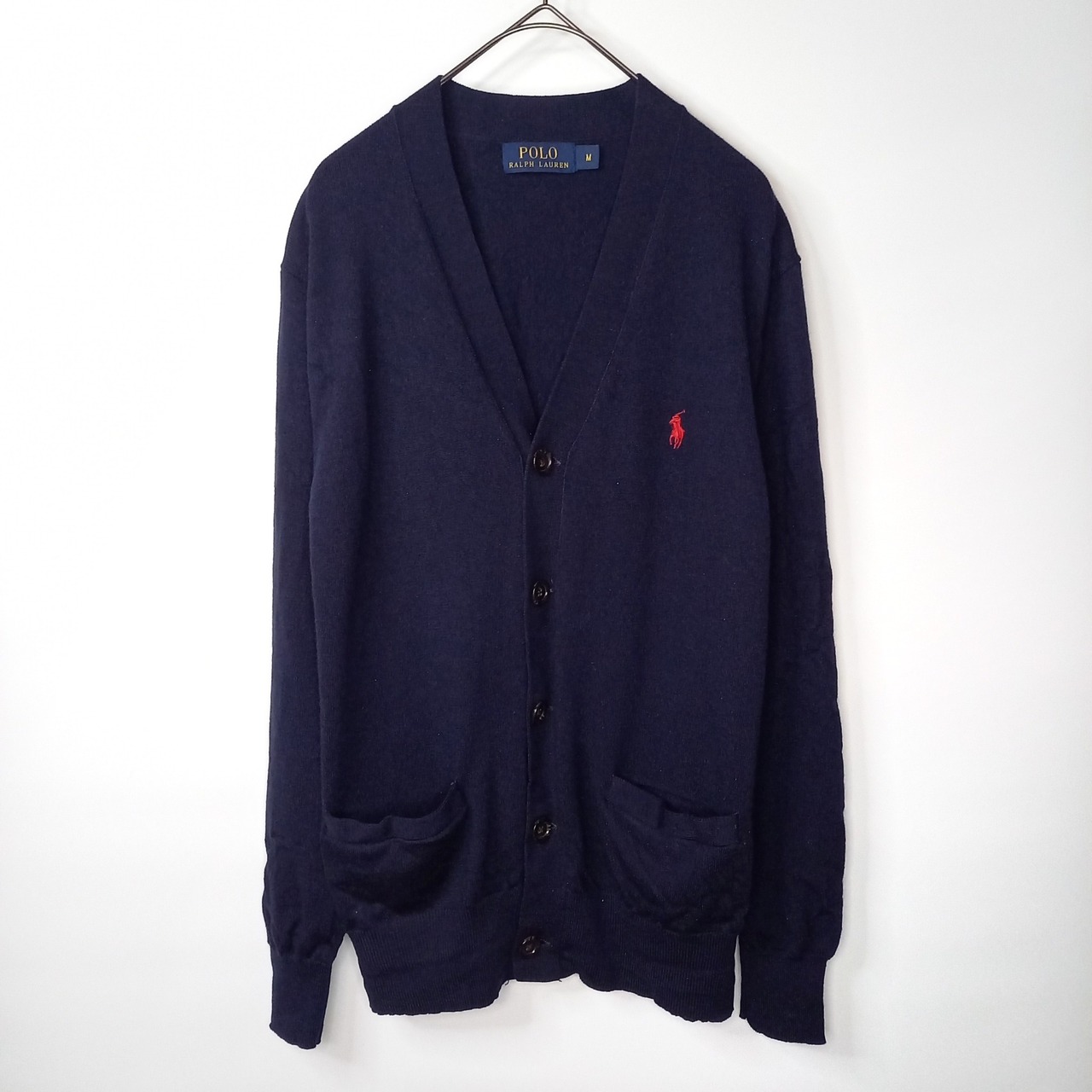 ポロラルフローレン　Vネック　メリノウール　カーディガン　ニット　無地　刺繍ロゴ