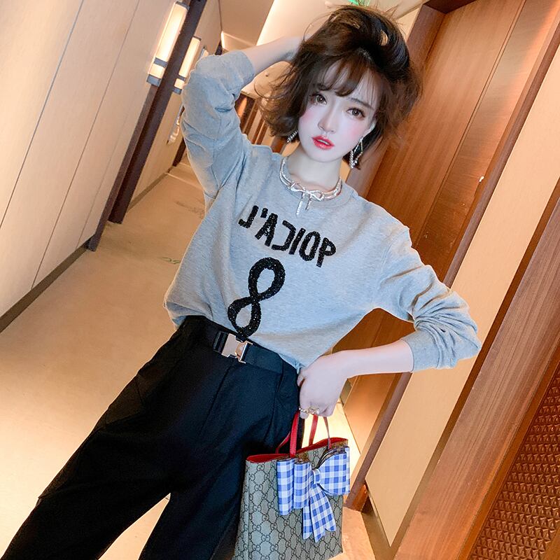 ラウンドネックセーター トップス Oネック MIUCO87498397560