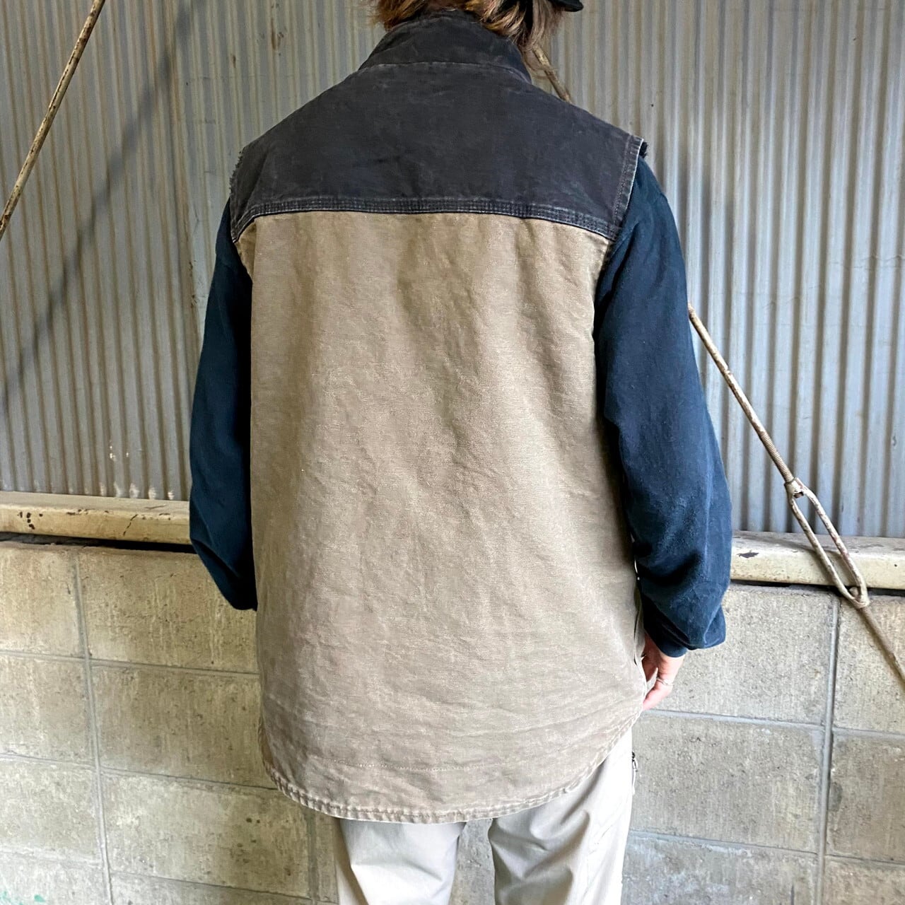 Carhartt カーハート ダック地 ボアワークベスト メンズL 切替 古着