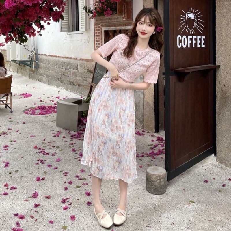 スタイルスタンダードスプリングサマーフローラルスカート レースシャツ レトロ 春物 夏物 花柄 1号婦人94991426901