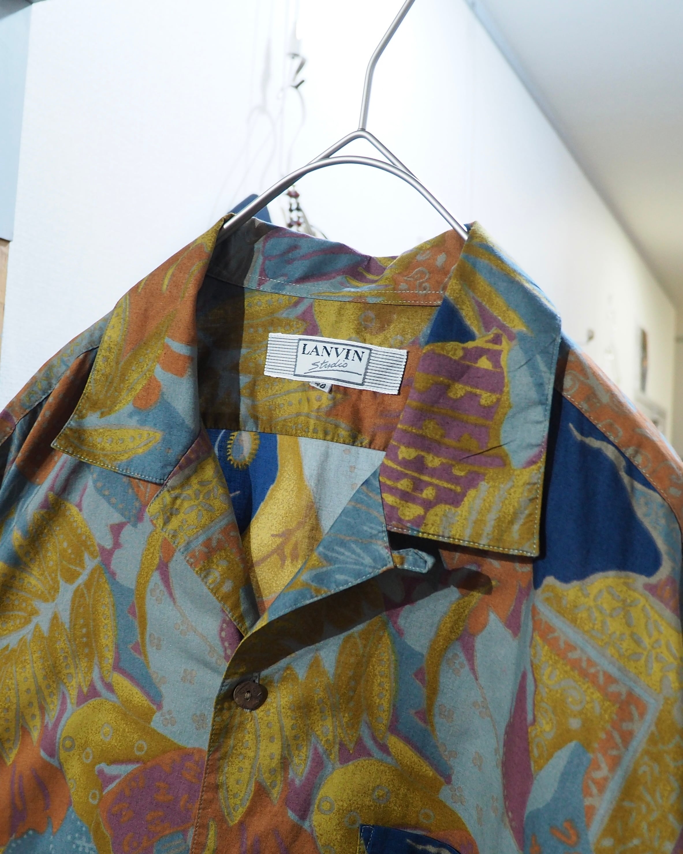 1980 - 90s ” LANVIN Studio ” vintage Open collar SS shirt