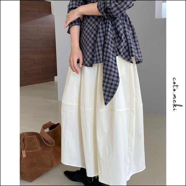 ウエストゴム切替フレアスカート　201645