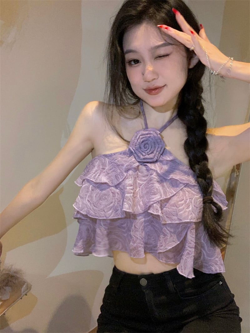 キャミソール レディース ノースリーブ ホルターネック クロップド丈