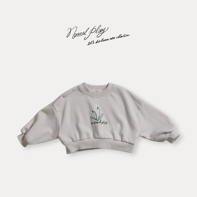 【予約/送料無料】normalplay / Two-Flower Embroidery Sweatshirt