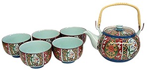 【在庫のみ】茶器 おしゃれ : 錦古伊万里 土瓶茶器 セット Japanese Tea set(Tea pot x1pcs/Cup x5pcs) Porcelain/Size(cm) 16.5x12.5x10 Φ9x5.5/No:375708