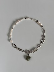 ［select charm］pearl×stone silver necklace［GSN091-S］