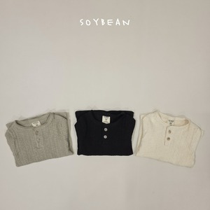 【SOY BEAN】 コットンヘンリーネックTシャツ／アイボリー（80–120cm）